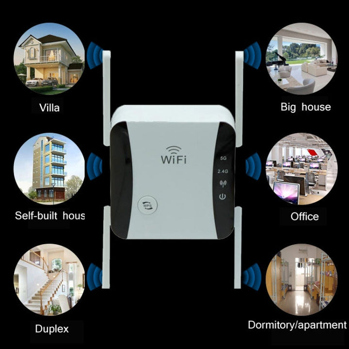 Lisslune | KP1200 1200Mbps Dual Band 5G WIFI Amplifier Wireless Signal Repeater, Specification: AU Plug (White)