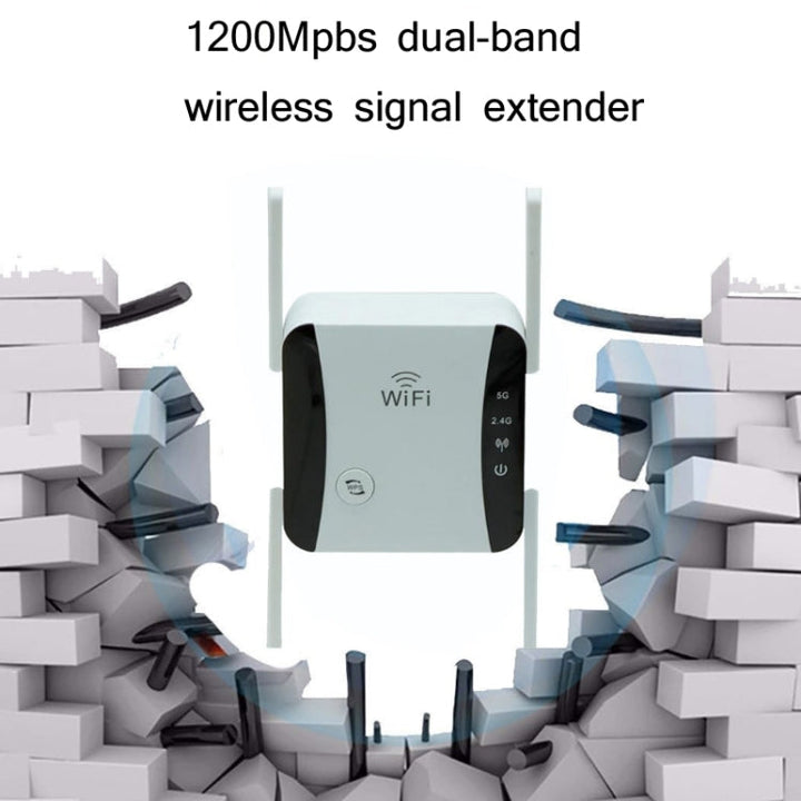 Lisslune | KP1200 1200Mbps Dual Band 5G WIFI Amplifier Wireless Signal Repeater, Specification: AU Plug (White)