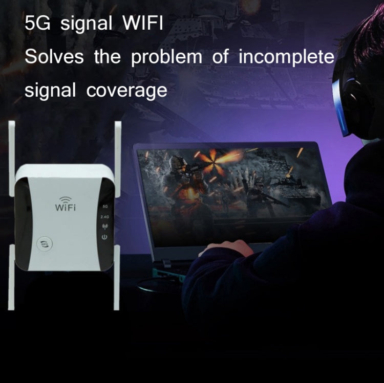 Lisslune | KP1200 1200Mbps Dual Band 5G WIFI Amplifier Wireless Signal Repeater, Specification: AU Plug (White)