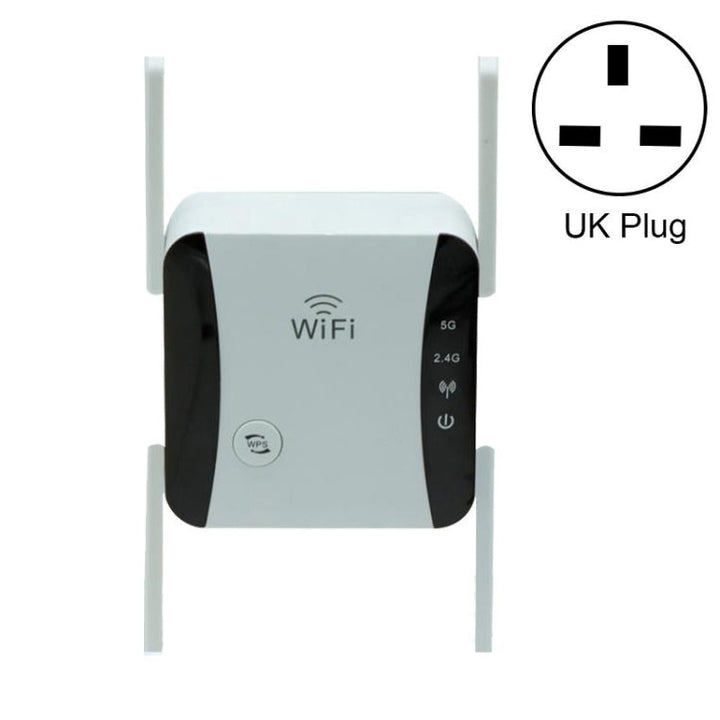 Lisslune | KP1200 1200Mbps Dual Band 5G WIFI Amplifier Wireless Signal Repeater, Specification: UK Plug (White)