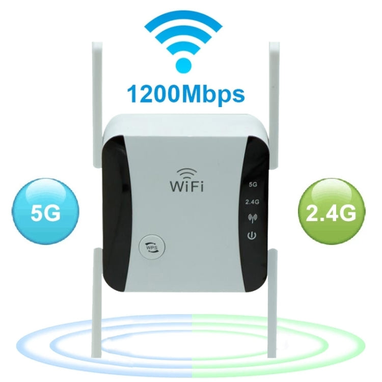 Lisslune | KP1200 1200Mbps Dual Band 5G WIFI Amplifier Wireless Signal Repeater, Specification: UK Plug (White)