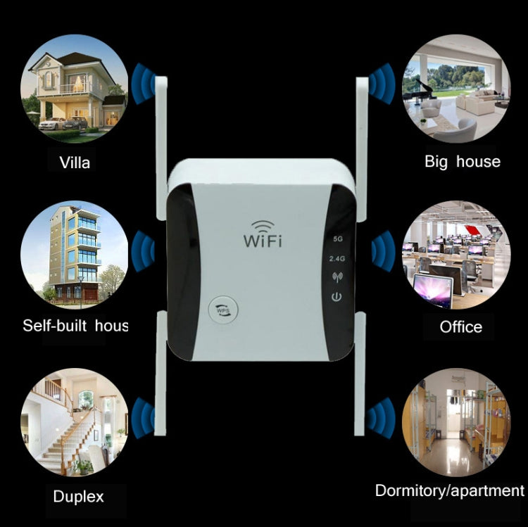 Lisslune | KP1200 1200Mbps Dual Band 5G WIFI Amplifier Wireless Signal Repeater, Specification: UK Plug (White)