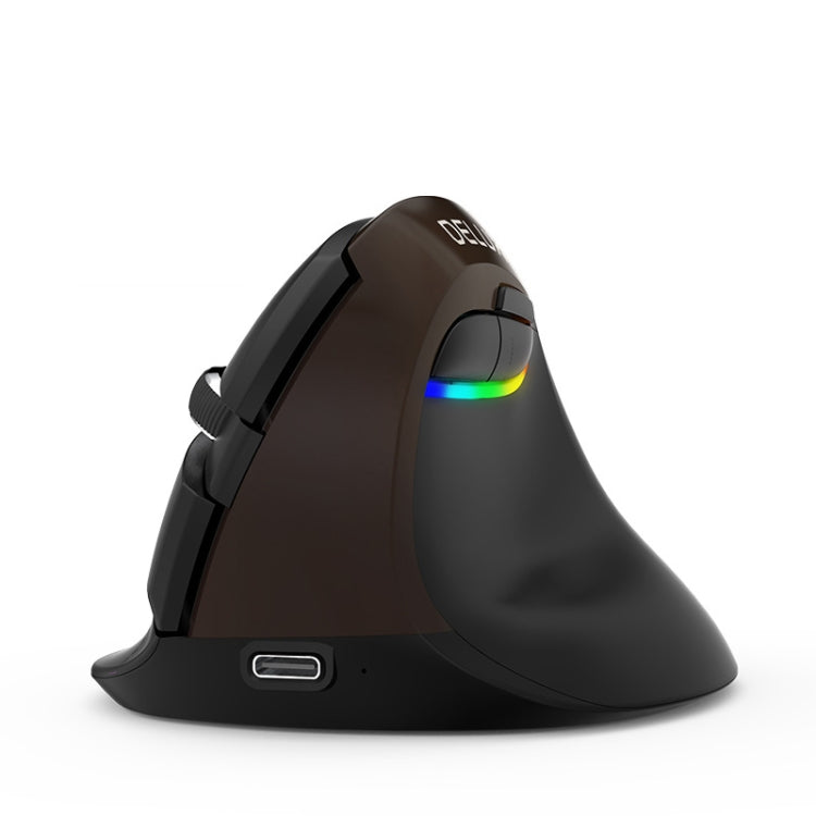 Lisslune | DELUX M618Mini Colored Wireless Illuminated Vertical Mouse Bluetooth Rechargeable Vertical Mouse (Elegant Black)