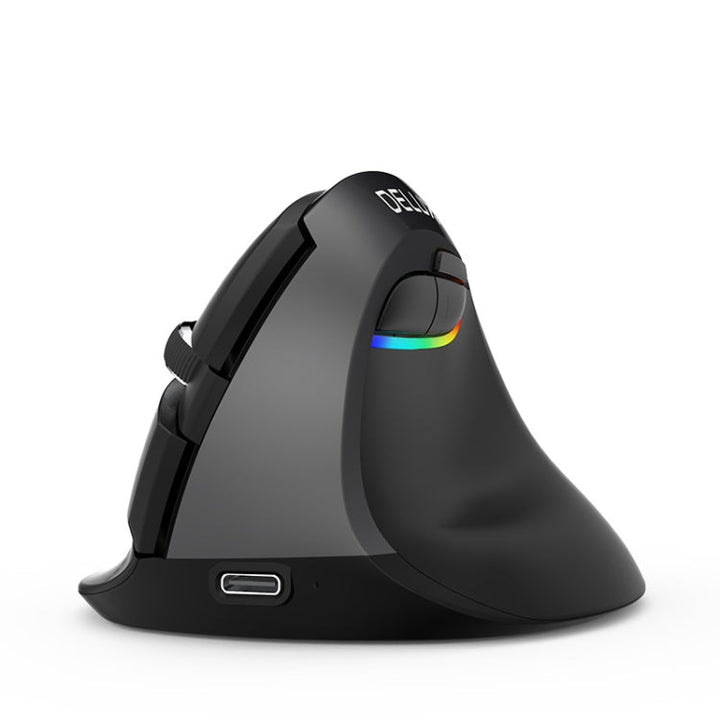 Lisslune | DELUX M618Mini Colorful Wireless Illuminated Vertical Mouse Bluetooth Rechargeable Vertical Mouse (Classic Black)