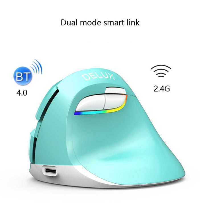 Lisslune | DELUX M618Mini Colorful Wireless Illuminated Vertical Mouse Bluetooth Rechargeable Vertical Mouse (Classic Black)