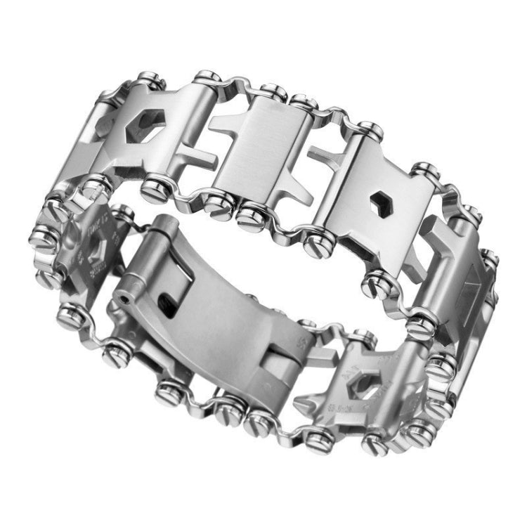 Lisslune | Multifunctional Stainless Steel Outdoor Survival Tool Bracelet for Men (316L Width Silver)