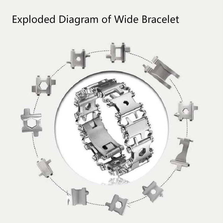 Lisslune | Multifunctional Stainless Steel Outdoor Survival Tool Bracelet for Men (316L Width Silver)