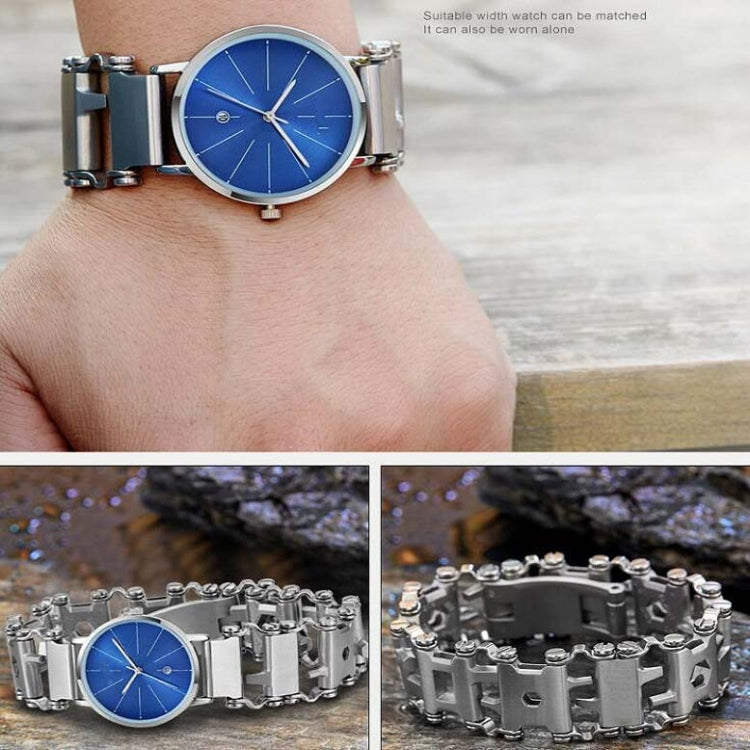 Lisslune | Multifunctional Stainless Steel Outdoor Survival Tool Bracelet for Men (316L Width Silver)