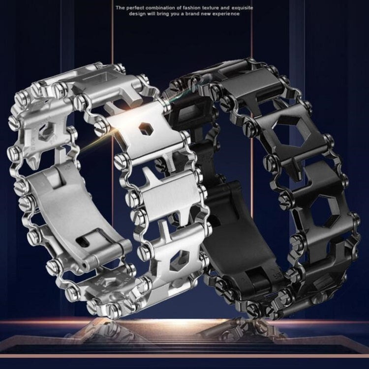 Lisslune | Multifunctional Stainless Steel Outdoor Survival Tool Bracelet for Men (316L Width Silver)