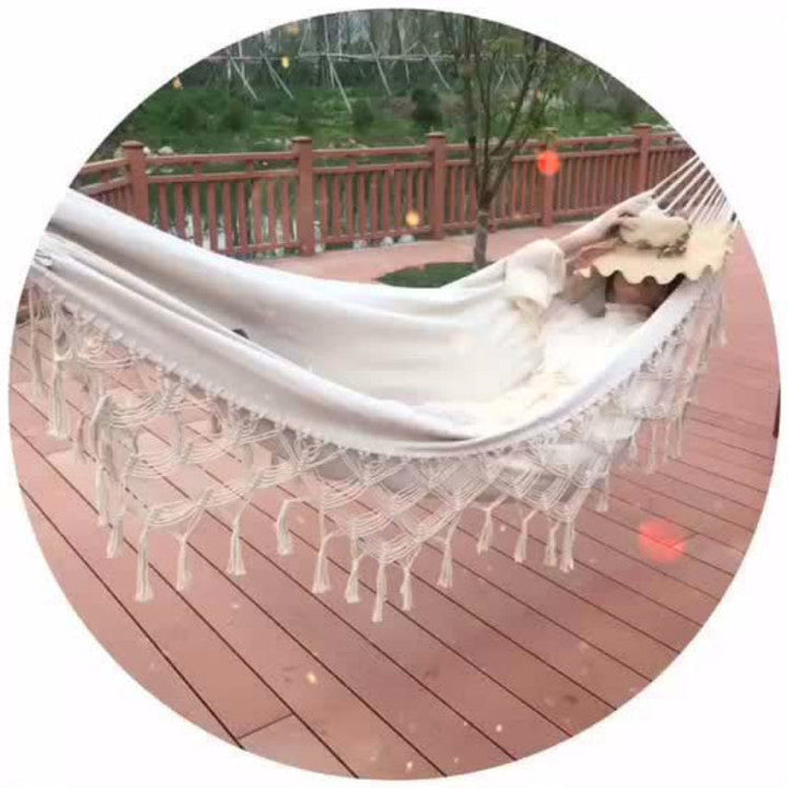 Lisslune | Quast Hammock Double Canvas Hammock Outdoor Indoor Photography Props, Specification: 200x150cm White