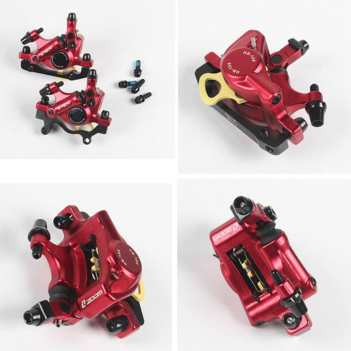 Lisslune | ZOOM HB100 Mountainbike Hydraulic Brake Caliper Folding Bike Cable Pull Hydraulic Disc Brake Caliper, Style: Front and Rear (Red)