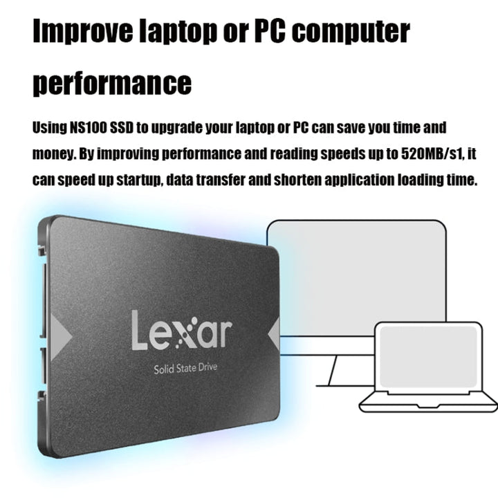 Lisslune | Lexar NS100 2.5 Inch SATA3 Notebook Desktop SSD Solid State Drive, Capacity: 512GB (Gray)