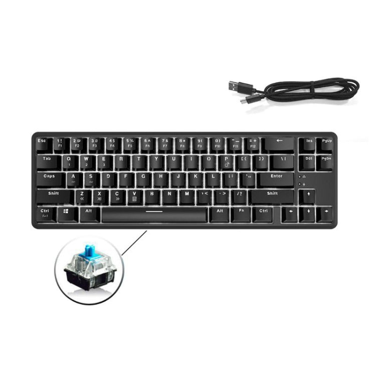 Lisslune | Ajazz K680T Mini USB Wired Dual-Mode Charging 68-Key Laptop Bluetooth Mechanical Keyboard, Cable Length: 1.6 m, Style: Green Shaft (Black)