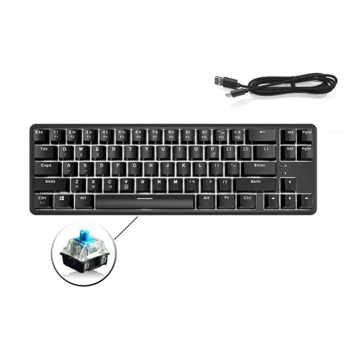 Lisslune | Ajazz K680T Mini USB Wired Dual-Mode Charging 68-Key Laptop Bluetooth Mechanical Keyboard, Cable Length: 1.6 m, Style: Green Shaft (Black)