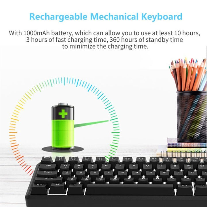 Lisslune | Ajazz K680T Mini USB Wired Dual-Mode Charging 68-Key Laptop Bluetooth Mechanical Keyboard, Cable Length: 1.6 m, Style: Green Shaft (Black)