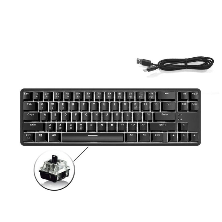 Lisslune | Ajazz K680T Mini USB Wired Dual-mode Charging 68-Key Laptop Bluetooth Mechanical Keyboard, Cable Length: 1.6m, Style: Black Shaft(Black)