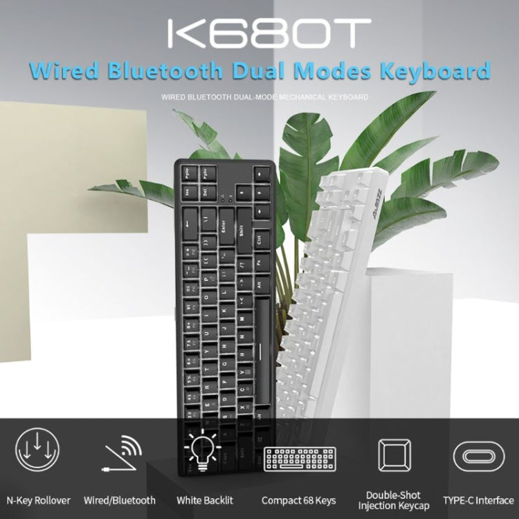 Lisslune | Ajazz K680T Mini USB Wired Dual-mode Charging 68-Key Laptop Bluetooth Mechanical Keyboard, Cable Length: 1.6m, Style: Black Shaft(Black)