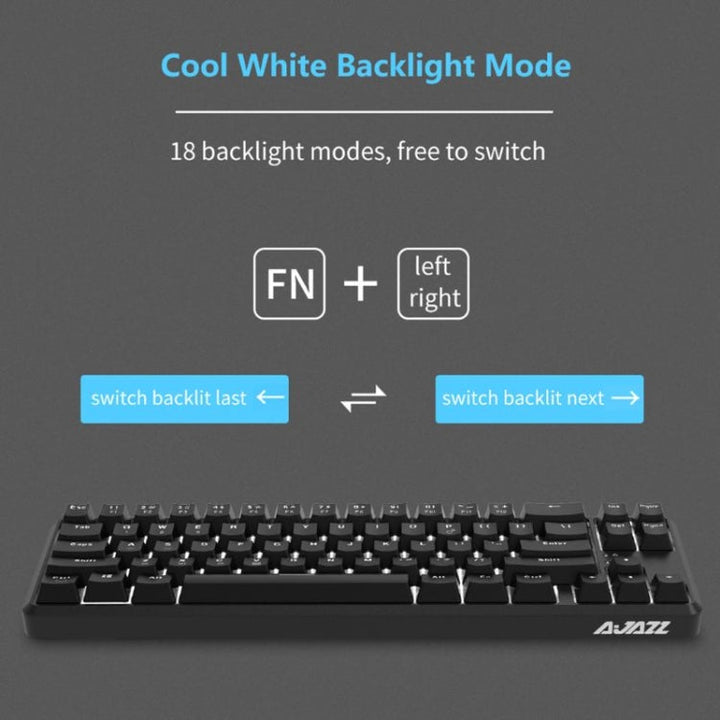 Lisslune | Ajazz K680T Mini USB Wired Dual-mode Charging 68-Key Laptop Bluetooth Mechanical Keyboard, Cable Length: 1.6m, Style: Black Shaft(Black)
