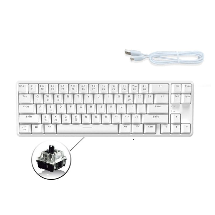 Lisslune | Ajazz K680T Mini USB Wired Dual-mode Charging 68-Key Laptop Bluetooth Mechanical Keyboard, Cable Length: 1.6 m, Style: Black Shaft(White)