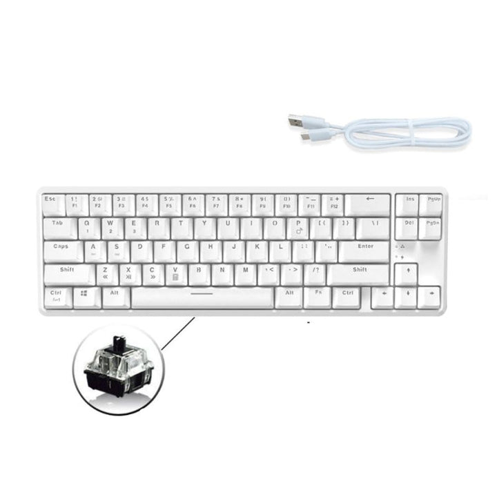 Lisslune | Ajazz K680T Mini USB Wired Dual-mode Charging 68-Key Laptop Bluetooth Mechanical Keyboard, Cable Length: 1.6 m, Style: Black Shaft(White)