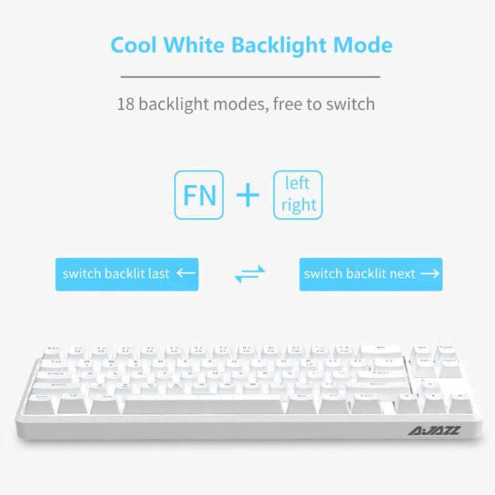 Lisslune | Ajazz K680T Mini USB Wired Dual-mode Charging 68-Key Laptop Bluetooth Mechanical Keyboard, Cable Length: 1.6 m, Style: Black Shaft(White)