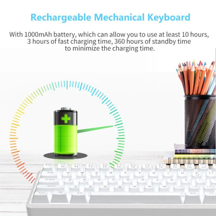 Lisslune | Ajazz K680T Mini USB Wired Dual-mode Charging 68-Key Laptop Bluetooth Mechanical Keyboard, Cable Length: 1.6 m, Style: Black Shaft(White)