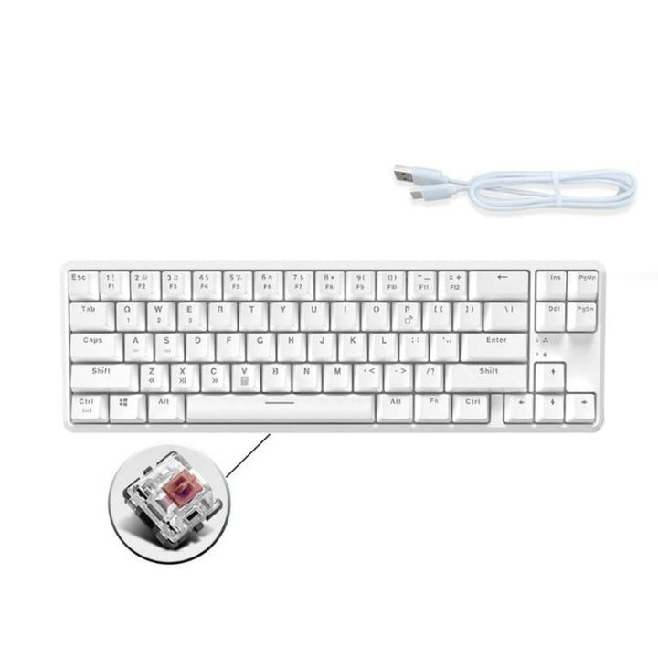 Lisslune | Ajazz K680T Mini USB Wired Dual-mode Charging 68-Key Laptop Bluetooth Mechanical Keyboard, Cable Length: 1.6 m, Style: Tea Shaft (White)