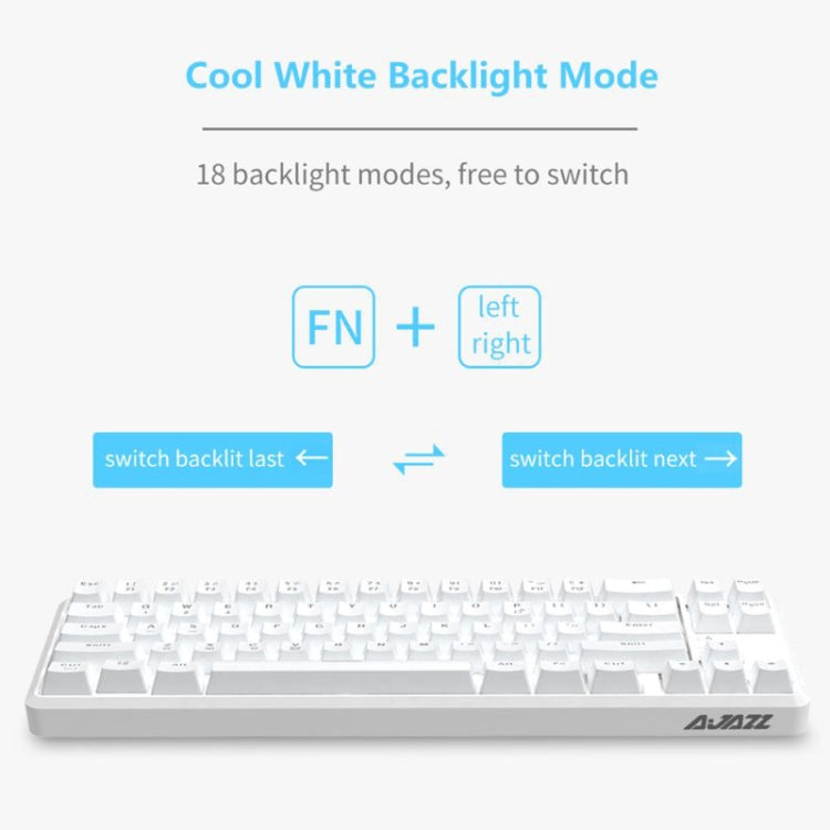 Lisslune | Ajazz K680T Mini USB Wired Dual-mode Charging 68-Key Laptop Bluetooth Mechanical Keyboard, Cable Length: 1.6 m, Style: Tea Shaft (White)