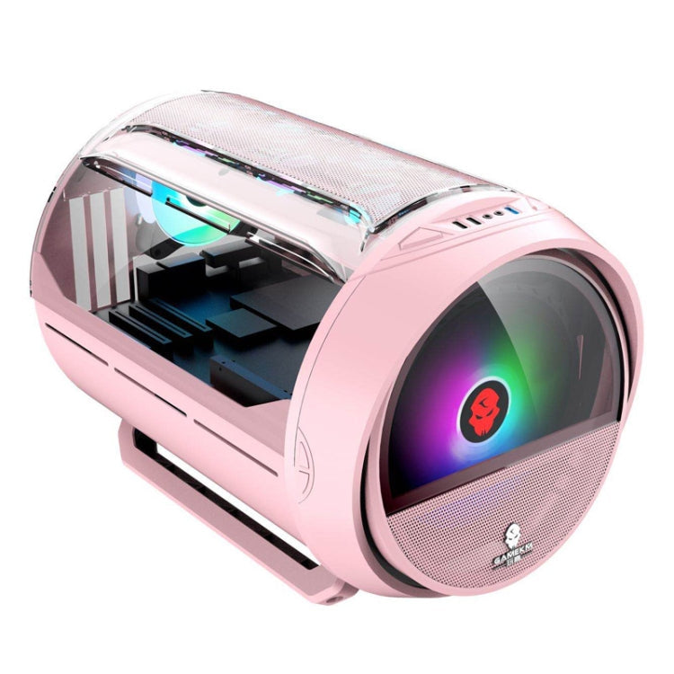 Lisslune | GAMEKM Genki Bomb Personality Gaming Internet Café Side Through Gaming Case USB 3.0 Water-Cooled Desktop Computer Case (Pink)
