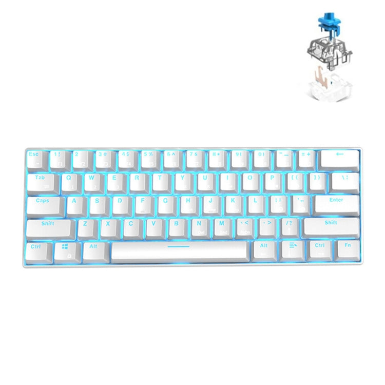 Lisslune | RK61 61 Keys Bluetooth / 2.4G Wireless / USB Wired Three Modes Tablet Mobile Gaming Mechanical Keyboard, Cable Length: 1.5 m, Style: Green Shaft (White)