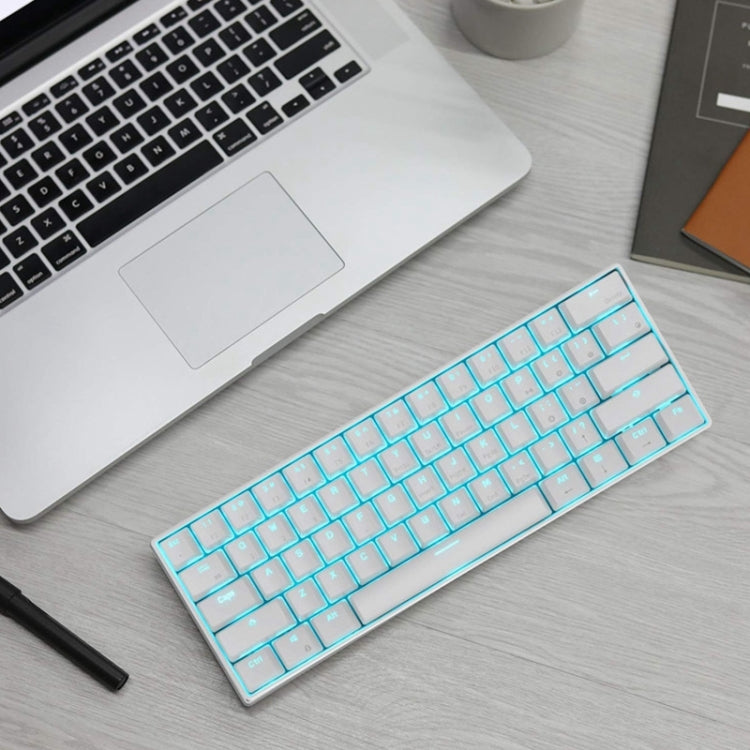 Lisslune | RK61 61 Keys Bluetooth / 2.4G Wireless / USB Wired Three Modes Tablet Mobile Gaming Mechanical Keyboard, Cable Length: 1.5 m, Style: Green Shaft (White)