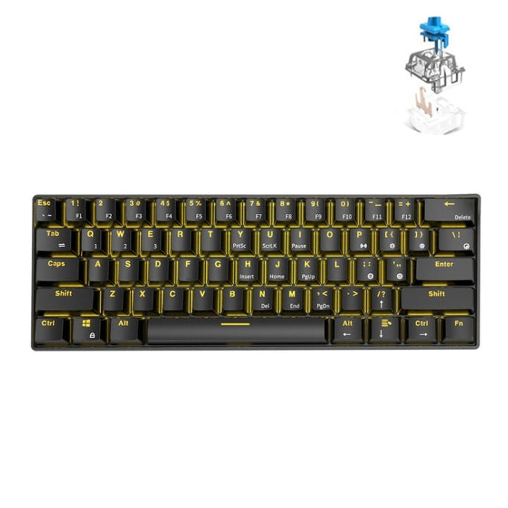 Lisslune | RK61 61 Keys Bluetooth / 2.4G Wireless / USB Wired Three Modes Tablet Mobile Gaming Mechanical Keyboard, Cable Length: 1.5 m, Style: Green Shaft (Black)