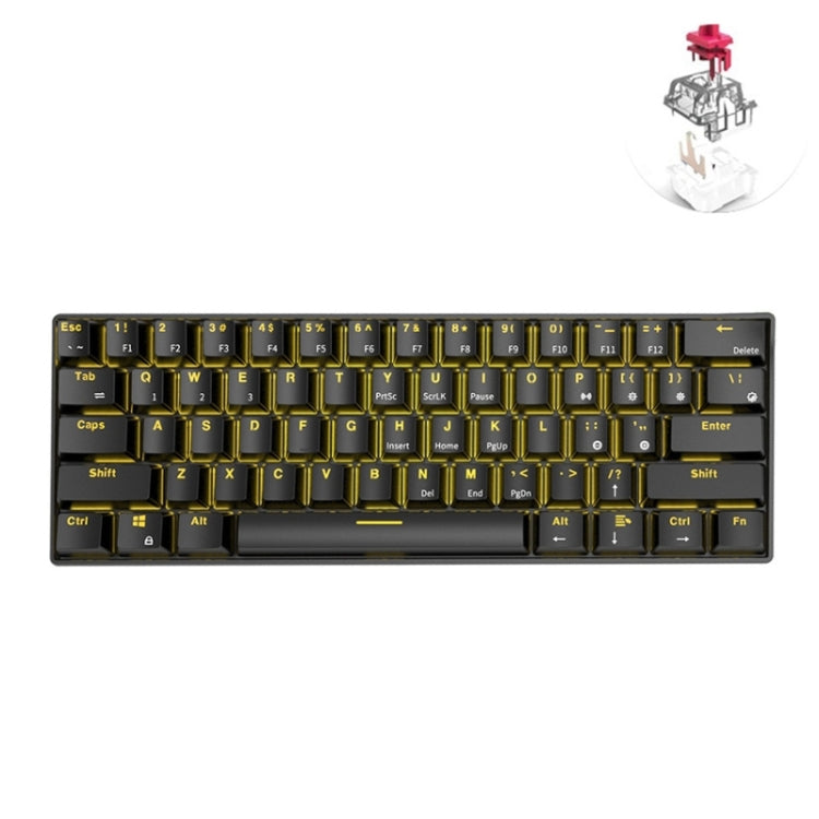 Lisslune | RK61 61 Keys Bluetooth / 2.4G Wireless / USB Wired Three Modes Tablet Mobile Gaming Mechanical Keyboard, Cable Length: 1.5 m, Style: Red Switch (Black)