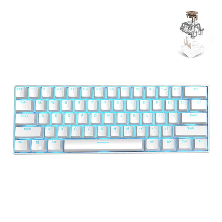 Lisslune | RK61 61 Keys Bluetooth / 2.4G Wireless / USB Wired Three Modes Tablet Mobile Gaming Mechanical Keyboard, Cable Length: 1.5 m, Style: Tea Shaft (White)