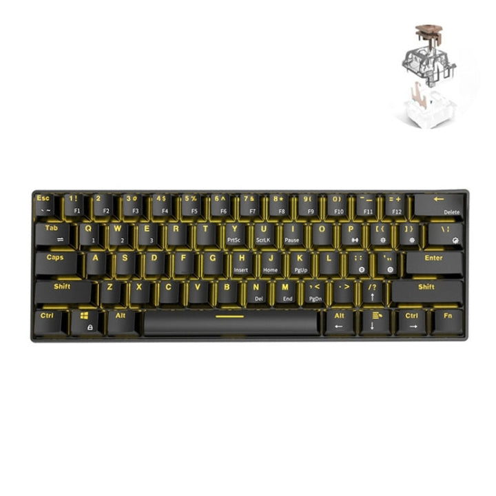 Lisslune | RK61 61 Keys Bluetooth / 2.4G Wireless / USB Wired Three Modes Tablet Mobile Gaming Mechanical Keyboard, Cable Length: 1.5 m, Style: T-Shaped (Black)