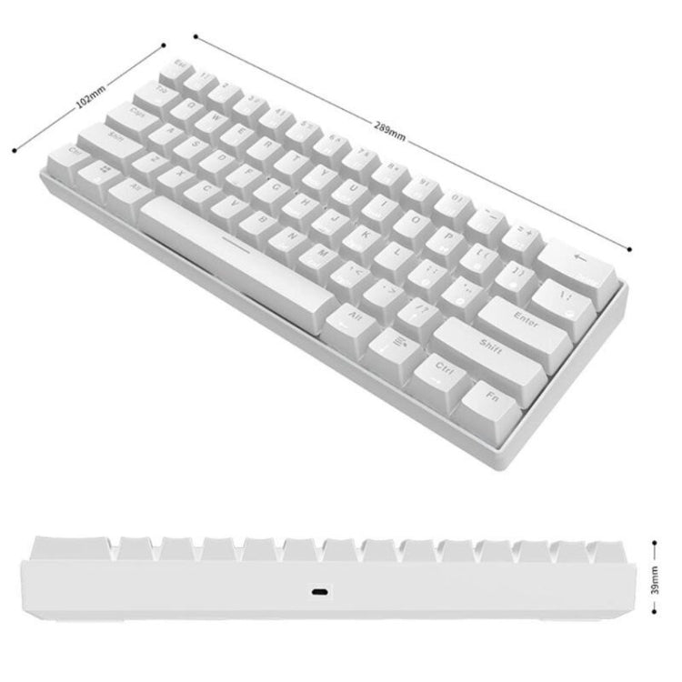 Lisslune | RK61 61 Keys Bluetooth / 2.4G Wireless / USB Wired Three Modes Tablet Mobile Gaming Mechanical Keyboard, Cable Length: 1.5 m, Style: T-Shaped (Black)