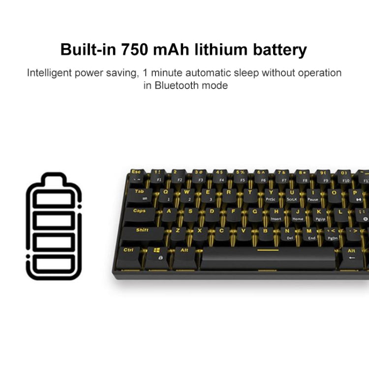 Lisslune | RK61 61 Keys Bluetooth / 2.4G Wireless / USB Wired Three Modes Tablet Mobile Gaming Mechanical Keyboard, Cable Length: 1.5 m, Style: T-Shaped (Black)