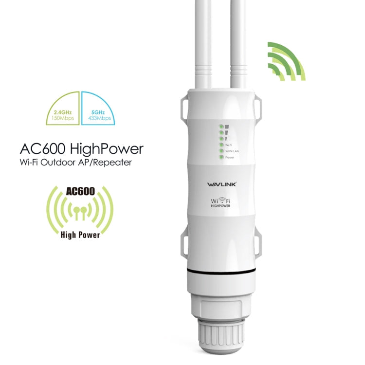 Lisslune | WAVLINK AC600 AP 2.4G/5G Dual Frequency Outdoor High Power Repeater, Plug Type: UK Plug
