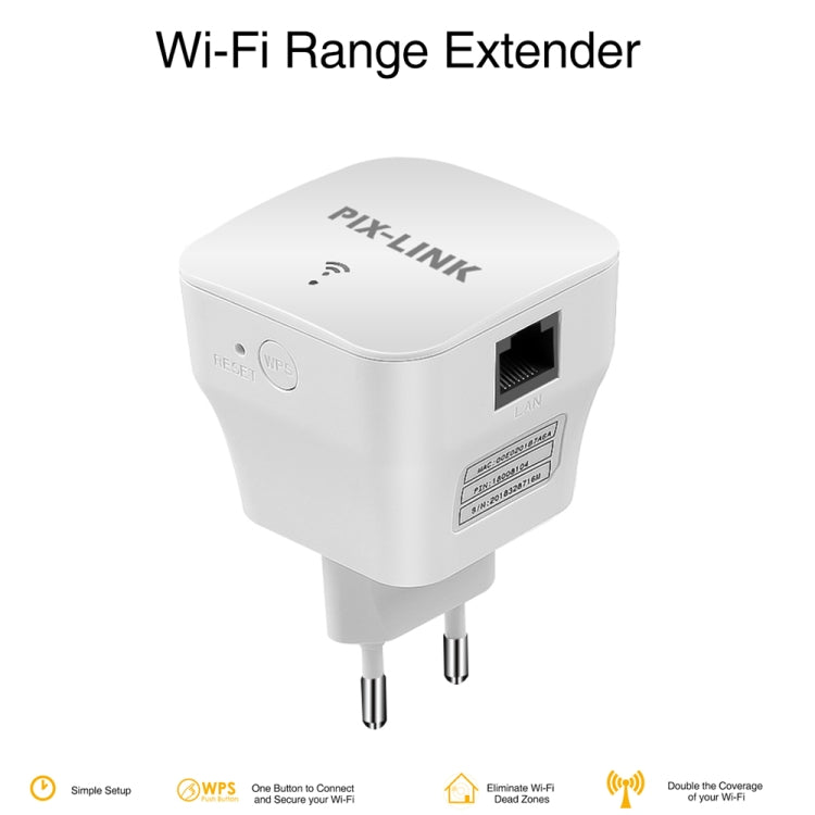 Lisslune | PIXLINK WR12 300Mbps WIFI Signal Booster Improved Repeater, Plug Type: EU Plug