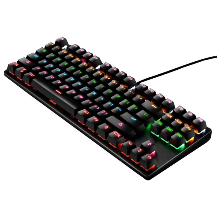 Lisslune | LEAVEN K550 87 Keys Green Shaft Gaming Athletic Office Notebook Punk Mechanical Keyboard, Cable Length: 1.8m (Black)