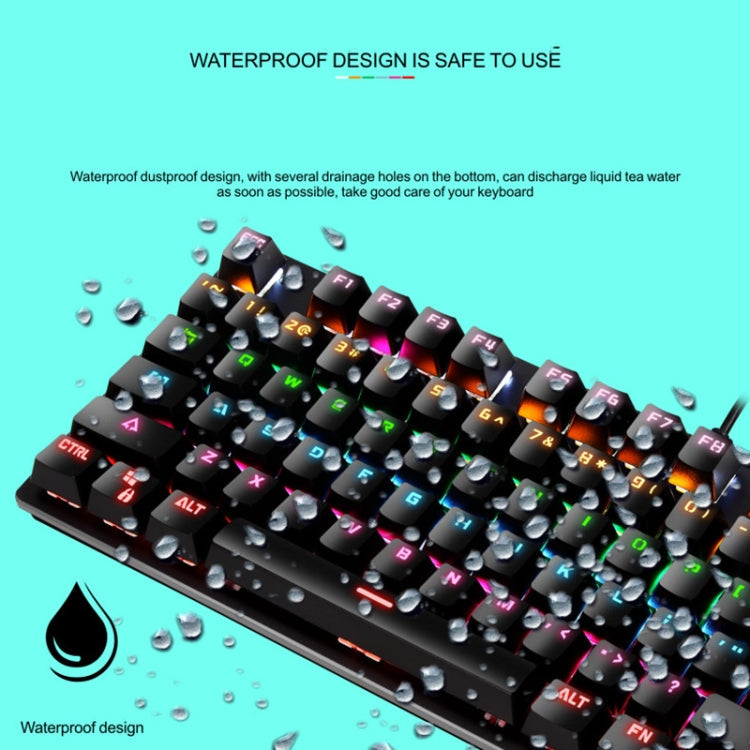 Lisslune | LEAVEN K550 87 Keys Green Shaft Gaming Athletic Office Notebook Punk Mechanical Keyboard, Cable Length: 1.8m (Black)