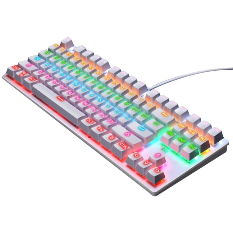 Lisslune | LEAVEN K550 87 Keys Green Shaft Gaming Athletic Office Notebook Punk Mechanical Keyboard, Cable Length: 1.8m(White)