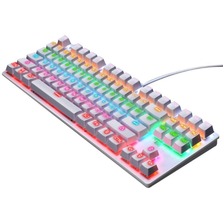 Lisslune | LEAVEN K550 87 Keys Green Shaft Gaming Athletic Office Notebook Punk Mechanical Keyboard, Cable Length: 1.8m(White)