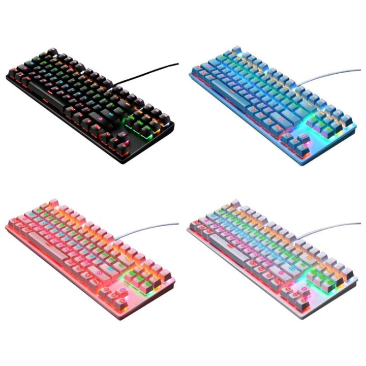 Lisslune | LEAVEN K550 87 Keys Green Shaft Gaming Athletic Office Notebook Punk Mechanical Keyboard, Cable Length: 1.8m(White)