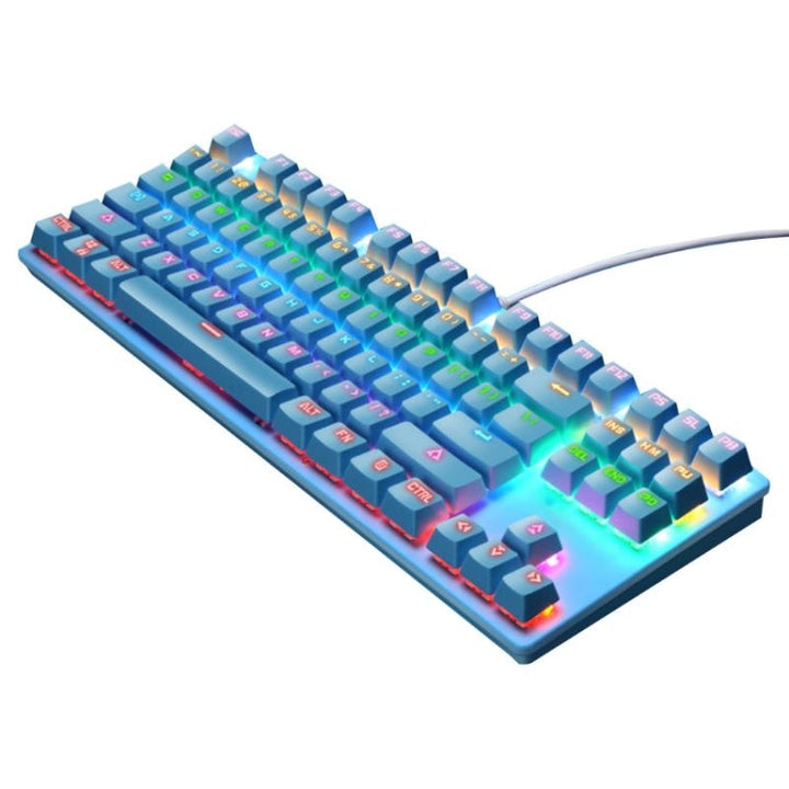 Lisslune | LEAVEN K550 87 Keys Green Shaft Gaming Athletic Office Notebook Punk Mechanical Keyboard, Cable Length: 1.8m(Blue)
