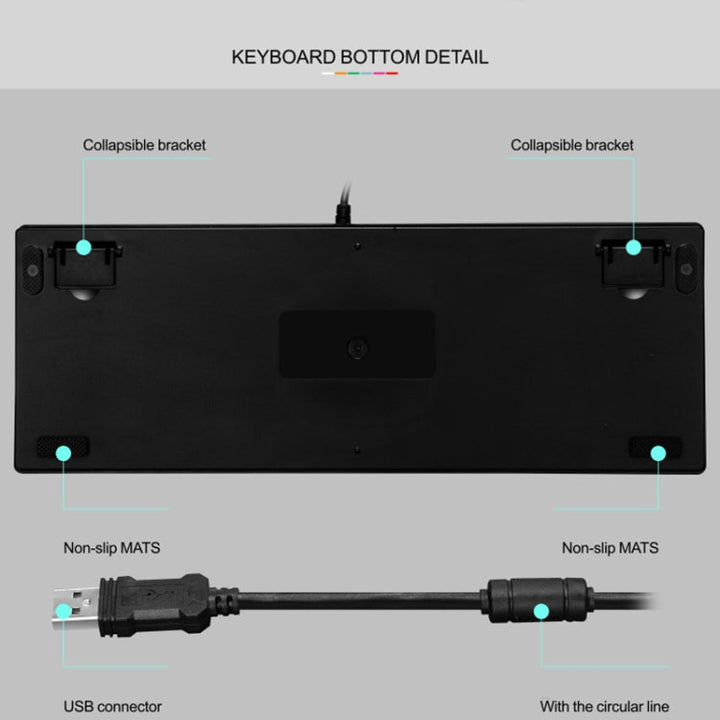 Lisslune | LEAVEN K550 87 Keys Green Shaft Gaming Athletic Office Notebook Punk Mechanical Keyboard, Cable Length: 1.8m(Blue)
