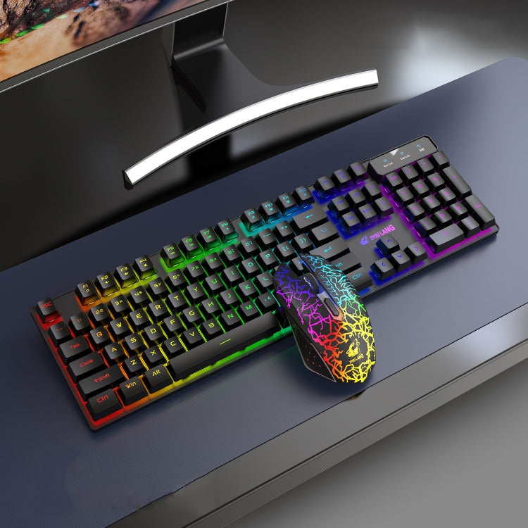 Lisslune | ZIYOULANG T3 Wireless Charging Gaming Illuminated Keyboard and Mouse Set (Black Rainbow Light)