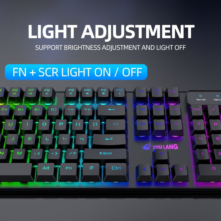 Lisslune | ZIYOULANG T3 Wireless Charging Gaming Illuminated Keyboard and Mouse Set (Black Rainbow Light)