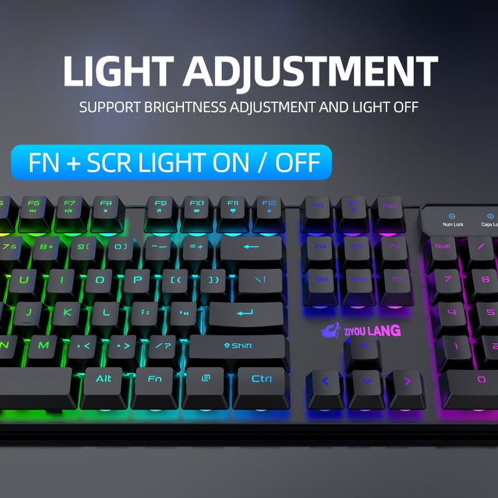 Lisslune | ZIYOULANG T3 Wireless Charging Gaming Illuminated Keyboard and Mouse Set (Black Rainbow Light)