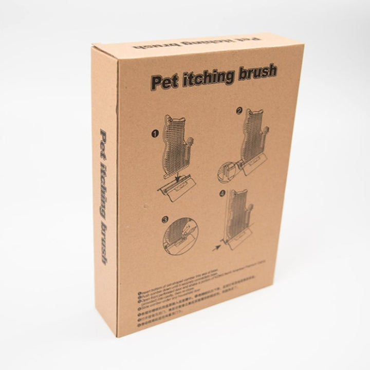 Solid door seam cat rubbing device anti-itch & hair removal massage brush pet supplies (Pink)